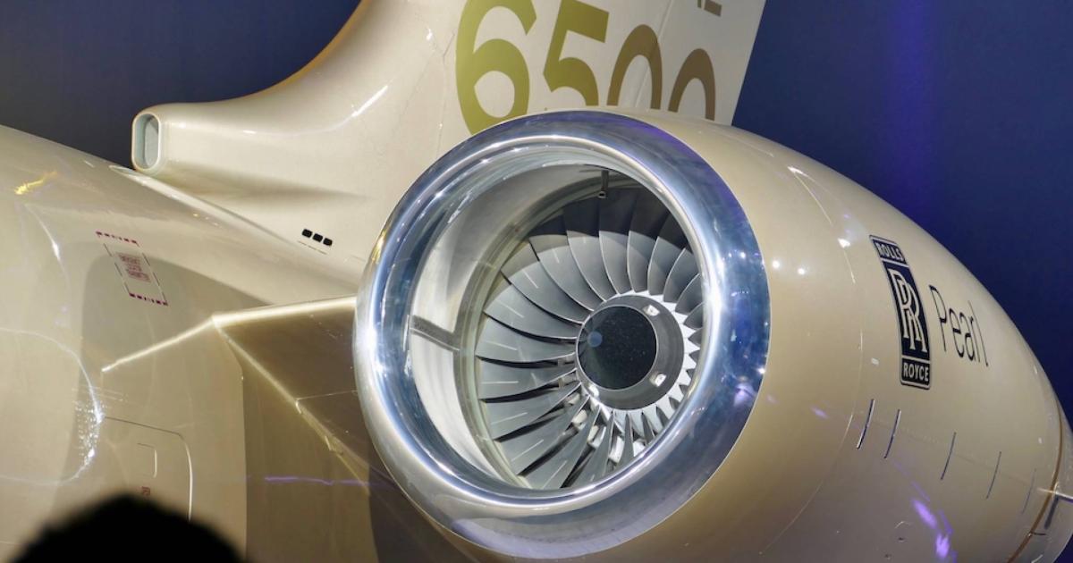 Rolls-Royce called the delivery of the 100th Pearl 15 engine for Bombardier's Global 5500/6500 series an important milestone, "demonstrating the program’s maturity and confirming our confidence in the potential of the Pearl family." (Photo: Rolls-Royce)