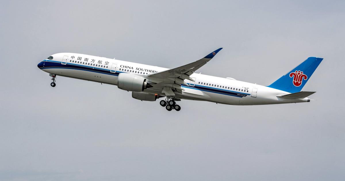 In 2020, China Southern Airlines ranked second in IATA's tally of air traffic data, with flight activity initially recovering more quickly from the Covid pandemic in China. (Photo: Airbus)