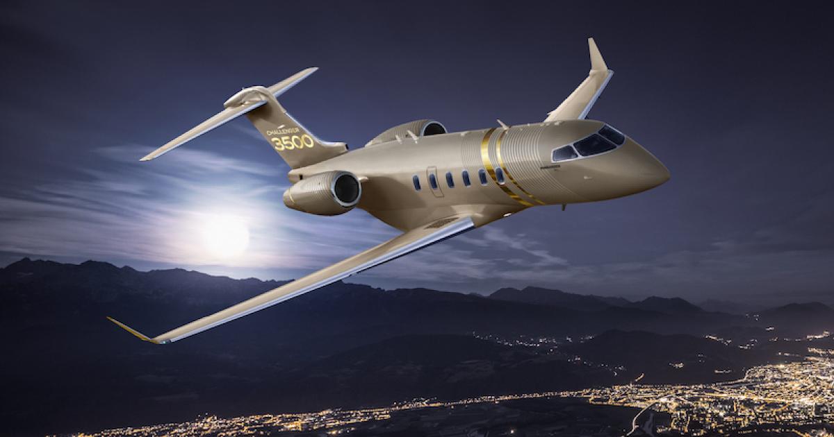 Bombardier's Challenger 3500 will be available in the second half of 2022, bringing new features such as autothrottle system, wireless charging, and sustainable materials to the Challenger line. (Photo: Bombardier)