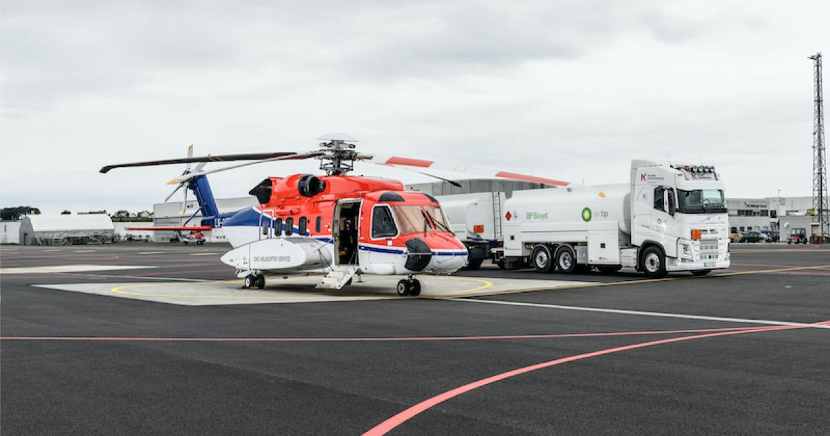 CHC Helikopter Service of Norway made the flight using synthetic paraffinic kerosene (HEFA-SPK), one of seven types of approved SAFs available. (Photo: CHC)