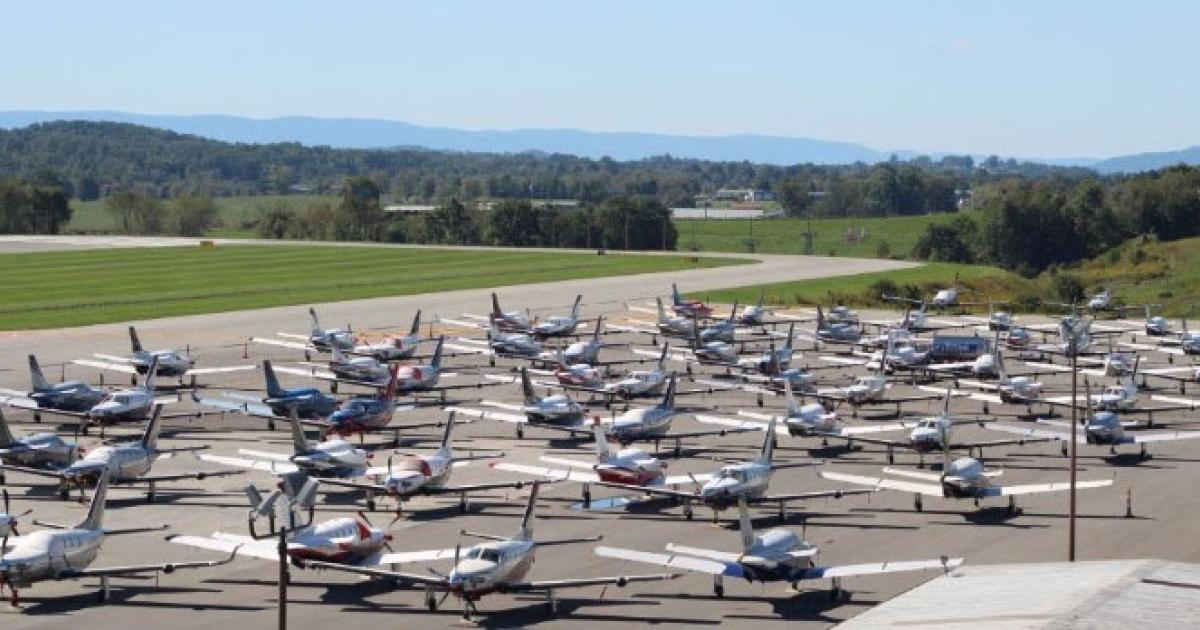 More than 100 Daher TBMs arrived at West Virginia's Greenbriar Valley Airport last week, as the TBM Owners and Pilots Association's annual convention returned as a live event, following a one-year Covid-induced hiatus. (Photo: Georgeanne Morgan/gvairport)