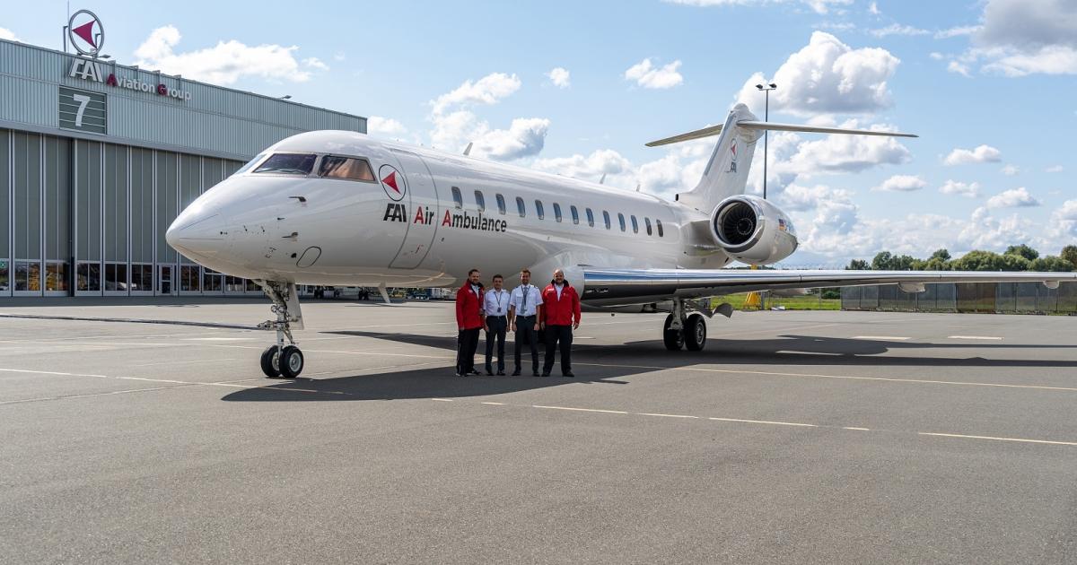 FAI rent-a-jet's Global Express can transport up to three intensive care patients at a time. (Photo: FAI)