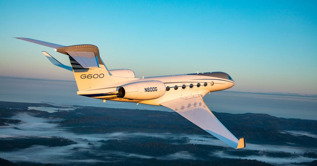 Just two years after entering service, Gulfstream Aerospace has handed over the 50th large-cabin G600, with the milestone aircraft going to an undisclosed North American customer. The twinjet can fly up to 6,600 nm. (Photo: Gulfstream Aerospace)