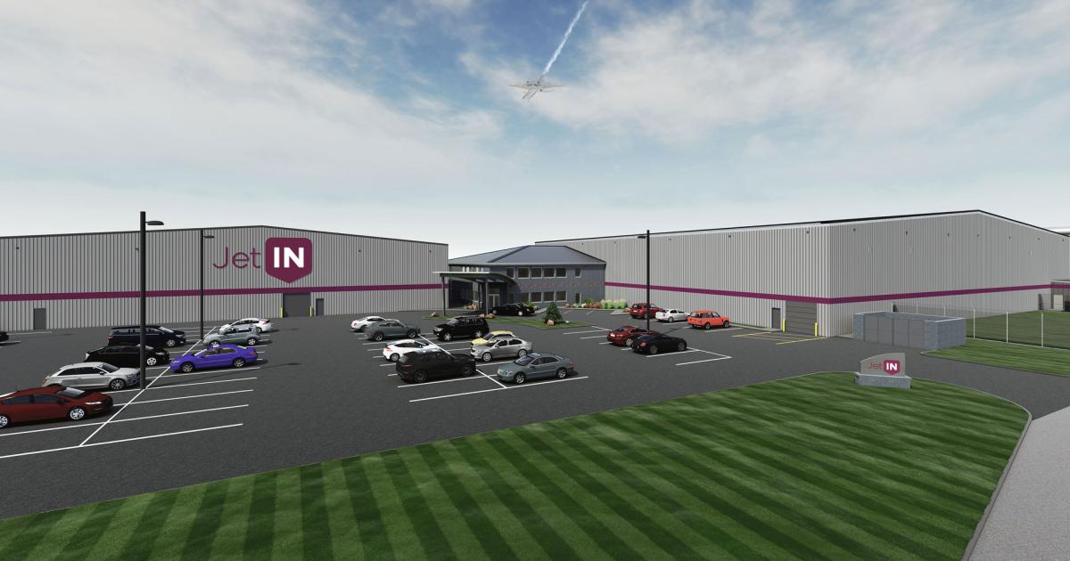This artist rendering shows the campus of the currently under-construction Jet In FBO at Milwaukee's General Mitchell International Airport. The $11 million facility will also serve as a base of operations for Jet Out, its sister aircraft co-ownership and charter division. (Image: Jet In)