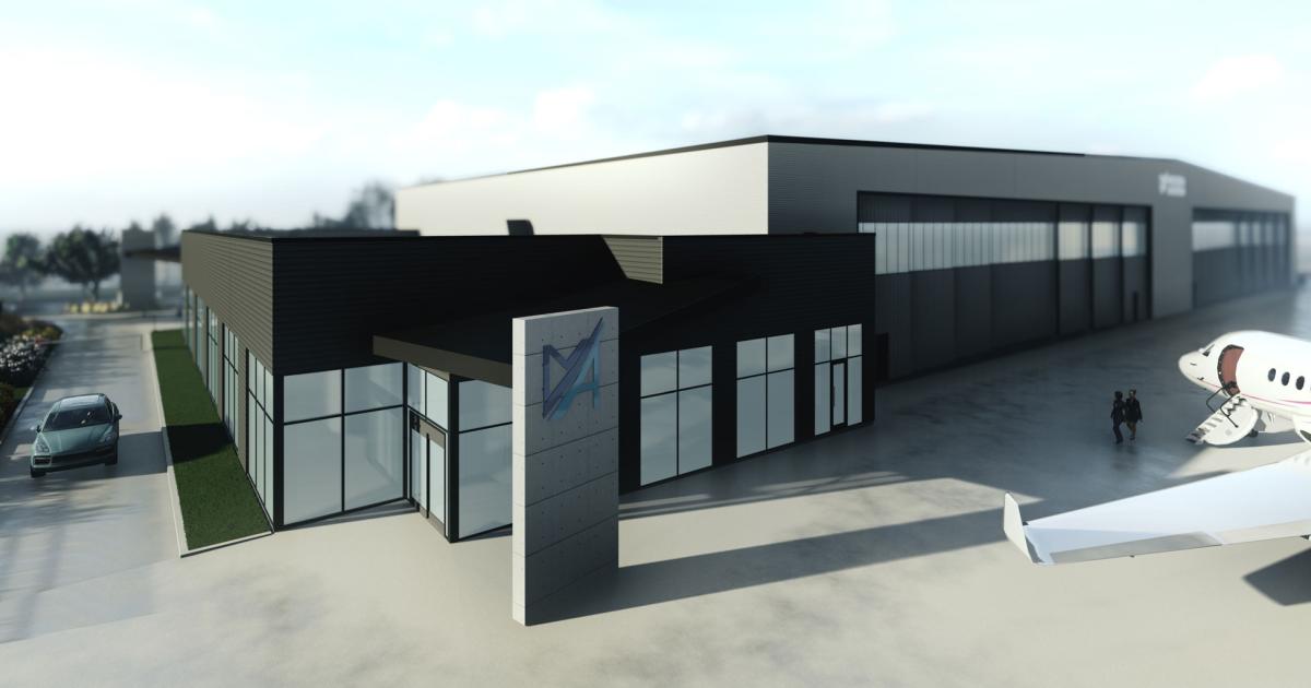 When completed in the third quarter of 2022, Modern Aviation's $20 million expansion of its FBO at Denver's dedicated GA gateway Centennial Airport will double the size of the facility. (Image: Modern Aviation)