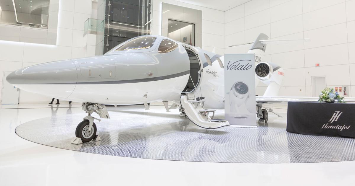 Volato recently took delivery of the first HondaJet Elite S destined for its charter/fractional ownership program. The Atlanta-based operator has nine more of the light jets on order.
