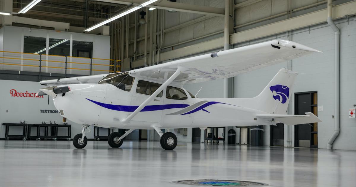 Kansas State University Salina Aerospace and Technology Campus will add 10 Cessna 172 Skyhawks under a new order with Textron Aviation. (Photo: Textron Aviation)