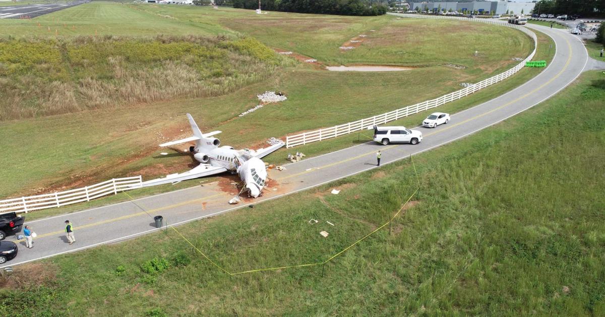 When Falcon 50 N114TD crashed after a runway overrun on landing at Greenville, South Carolina, NTSB investigators focused on known discrepancies with the braking system but failed to dig deeply into the legality of the “charter” operation. 