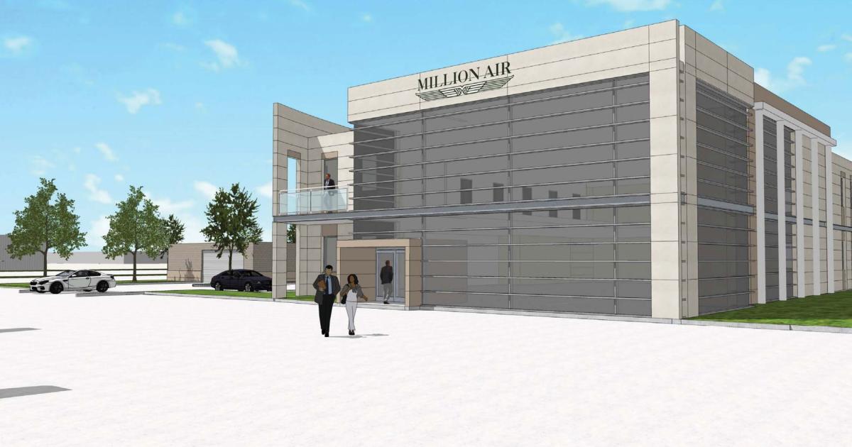 Million Air's FBO at Laredo International Airport will be the chain's sixth location in Texas when it opens at the end of 2022, joining facilities in Dallas, Houston, Austin, El Paso, and San Antonio. (Image: Million Air)