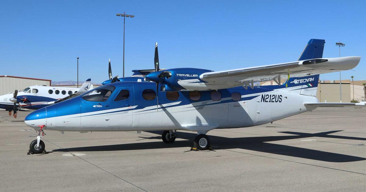 Tecnam Aircraft (Static A504) is displaying its P2012 Traveller this week at NBAA-BACE. Photo: Barry Ambrose