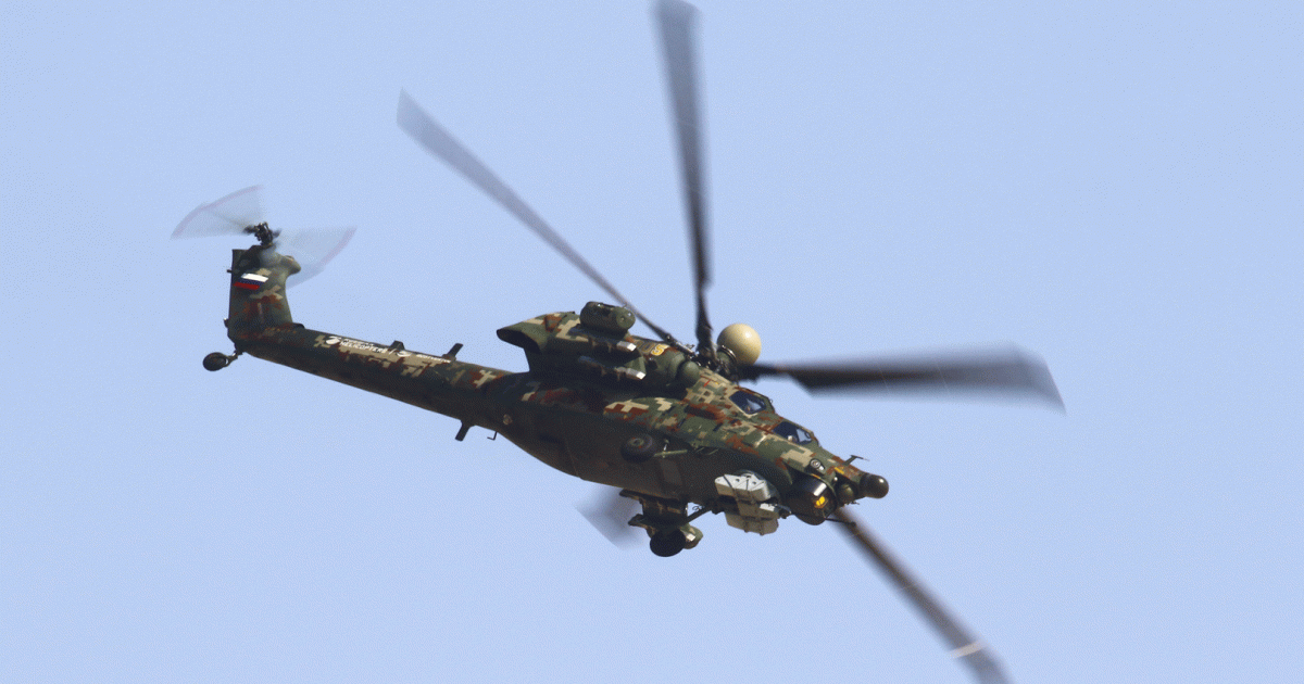 Russian Helicopters is displaying the Mil Mi-28NE in the Dubai Airshow flying display.