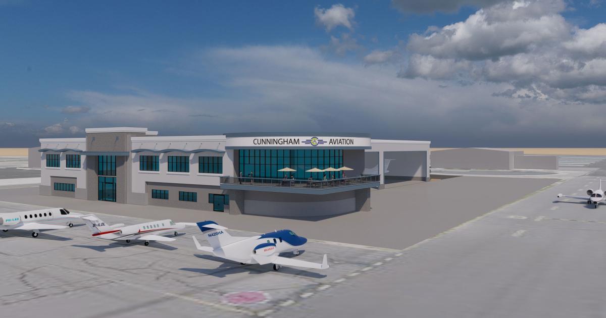 Cunningham Aviation is expected to become the third aviation service provider at Mesa, Arizona's Falcon Field Airport by mid-2022. Its $15 million permanent FBO complex is planned to debut in 2024.