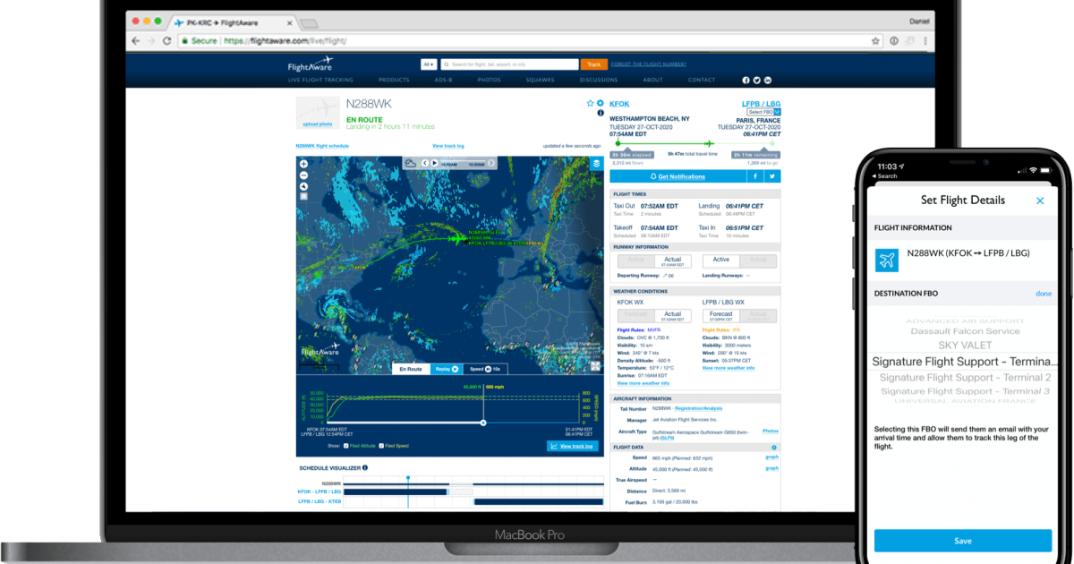 The acquisition of FlightAware adds an array of global flight data and analytics to Collins Aerospace's portfolio of information services. (Photo: FlightAware)