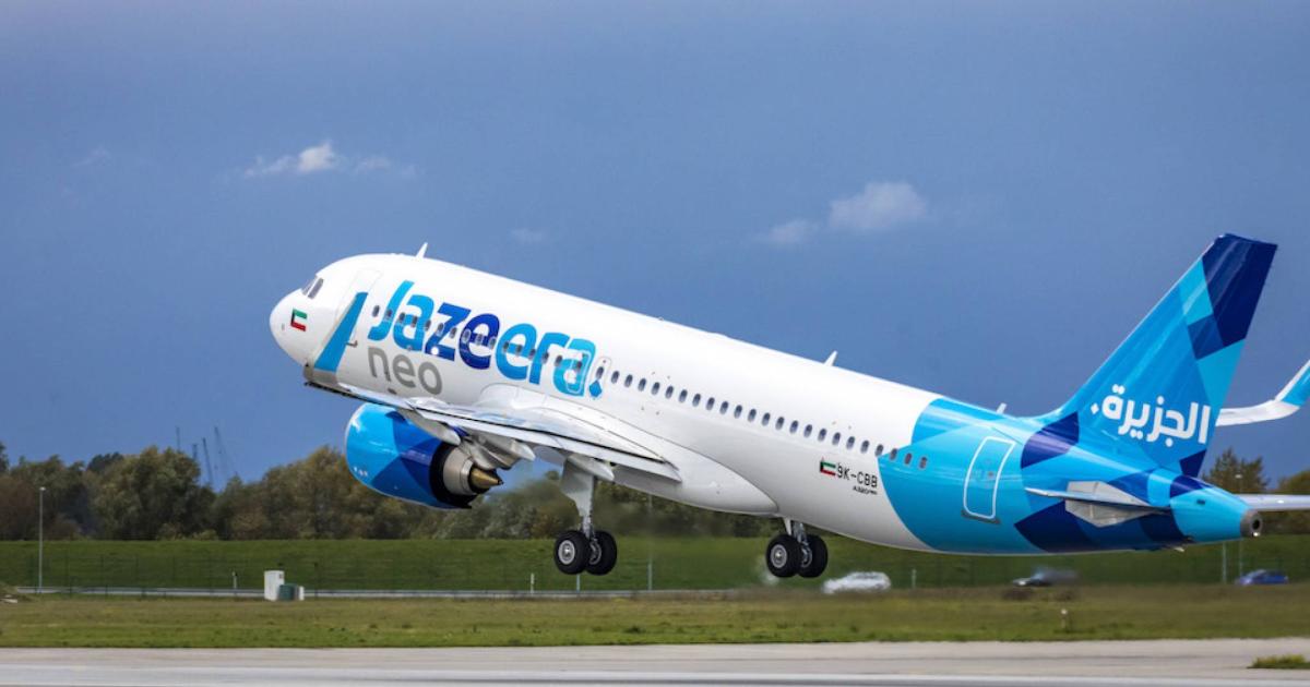 Kuwait's Jazeera Airways will double the size of its fleet when it takes delivery of new Airbus A320neo and A321neo narrowbody airliners. (Photo: Jazeera Airways)