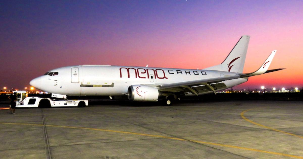 Mena Cargo has launched its fleet with a converted former Southwest Airlines 737-300 narrowbody. (Photo: Mena Cargo)