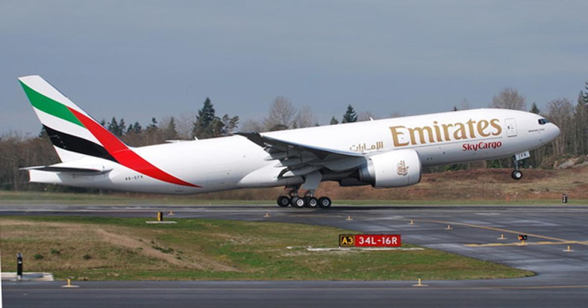 Emirates SkyCargo already operates 10 Boeing 777 Freighters on its global freight network. (Photo: Boeing)