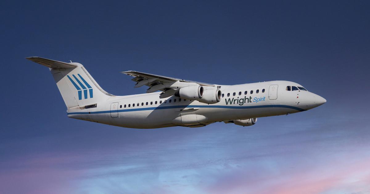 The Wright Spirit will be a BAe 146 regional airliner converted to electric propulsion. (Image: Wright Electric)