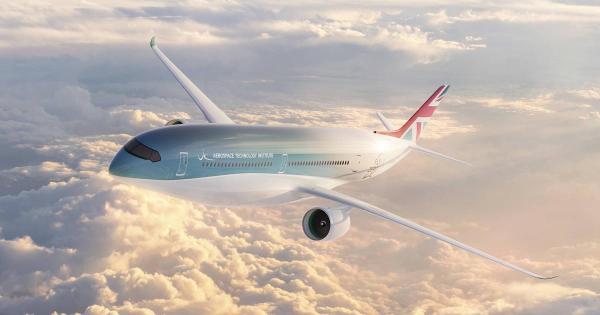 The first of three hydrogen-powered airliner concepts proposed by the UK's Aerospace Technology Institute would carry 279 passengers up to 5,250 nm. (Image: ATI)