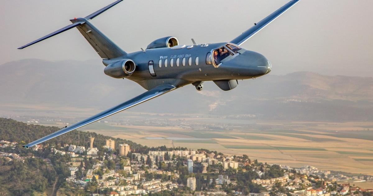 Bird Aerosystems is seeking FAA and EASA approvals for its special-mission modification of the Cessna Citation CJ3 now that it has Israeli approval in hand. (Photo: Bird Aerosystems)