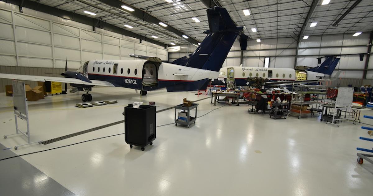 Yingling Aviation will convert two former Great Lakes Airways Beech 1900Ds into cargo aircraft in facilities the FBO and MRO acquired earlier this year. (Photo: Yingling Aviation)