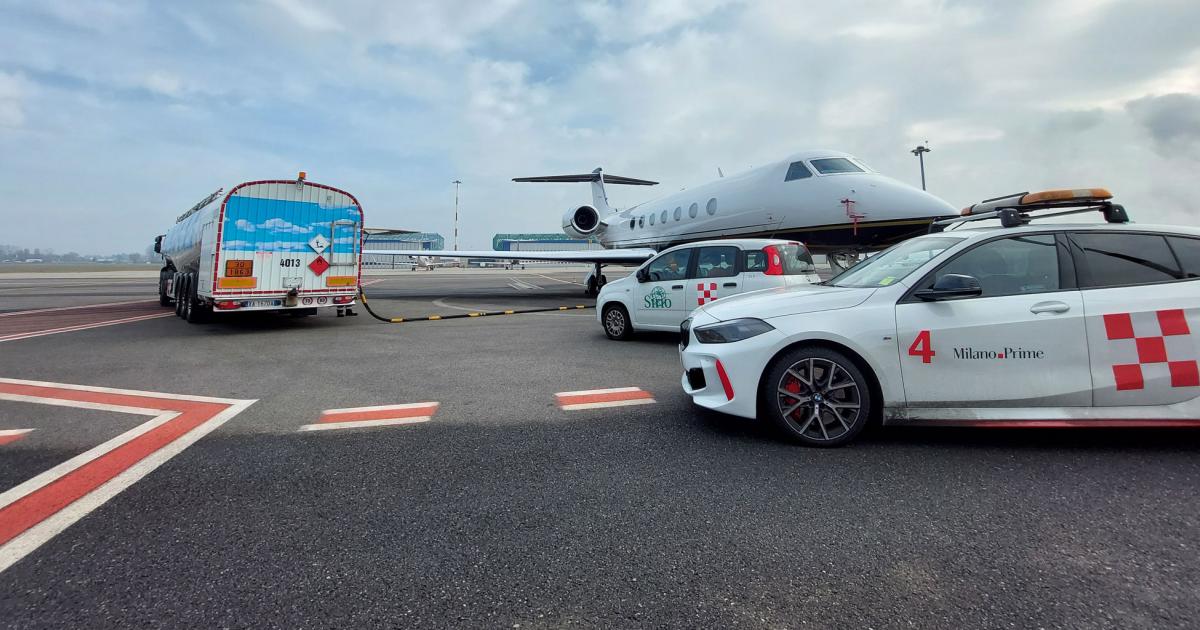 A private jet managed by Directional Aviation subsidiary Sirio was the first GA aircraft to be fueled with sustainable aviation fuel in Italy, at Milan Linate Airport by Milano Prime. (Photo: SEA Prime)
