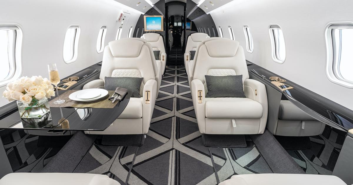 Jet Edge is expanding its fleet of Challenger 300- and 600-series and Gulfstream IV/SP and G450 jets that will be outfitted with new interiors, avionics, branded livery, and in-cabin features. (Photo: Jet Edge)