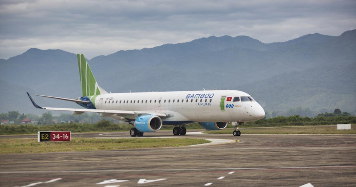 Vietnam's Bamboo Airways flies five Embraer E190s. (Photo: Embraer)