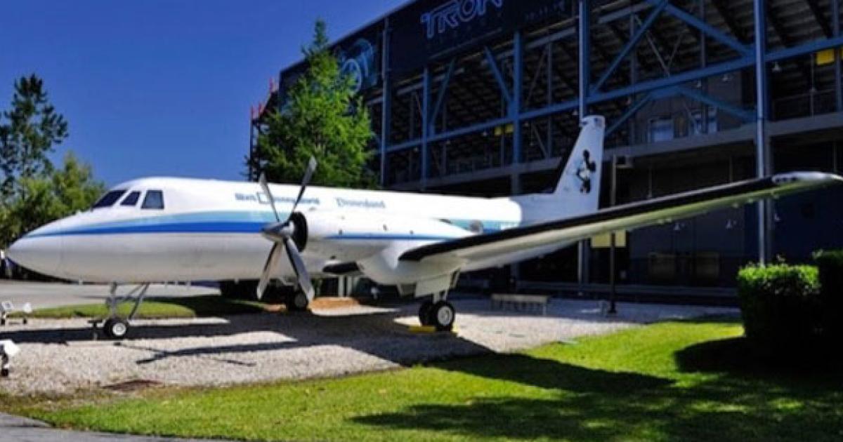 Long relegated to a static attraction in the backlot at Disney World, a newly-repainted and restored Gulfstream I, which formerly served as Walt Disney's personal transport will be featured at the Disney Company's annual D23 Convention later this year in California.