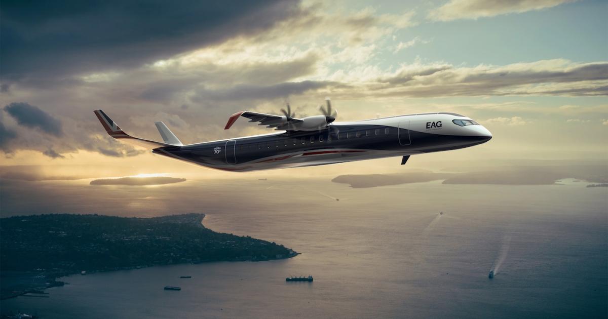 EAG has established a hydrogen fuel cell subsidiary to support the development of its 90-seat airliner. (Image: EAG)
