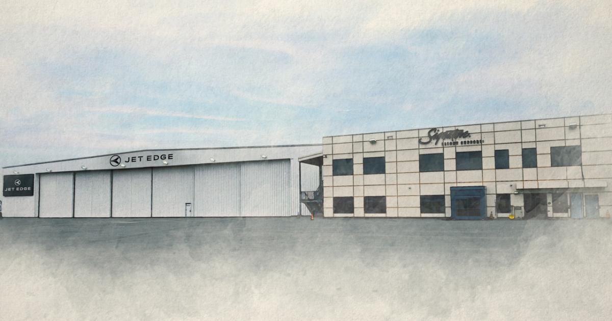 Artist rendering of Jet Edge International's new base at Signature Aviation's FBO at Teterboro Airport. (Image: Jet Edge International)
