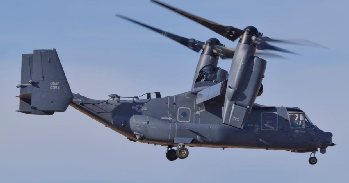 Bell completed nacelle upgrades on a CV-22 Osprey at its Amarillo Assembly Center facility in December and returned to the 20th Special Operations Squadron at Cannon Air Force Base. (Photo: Bell)