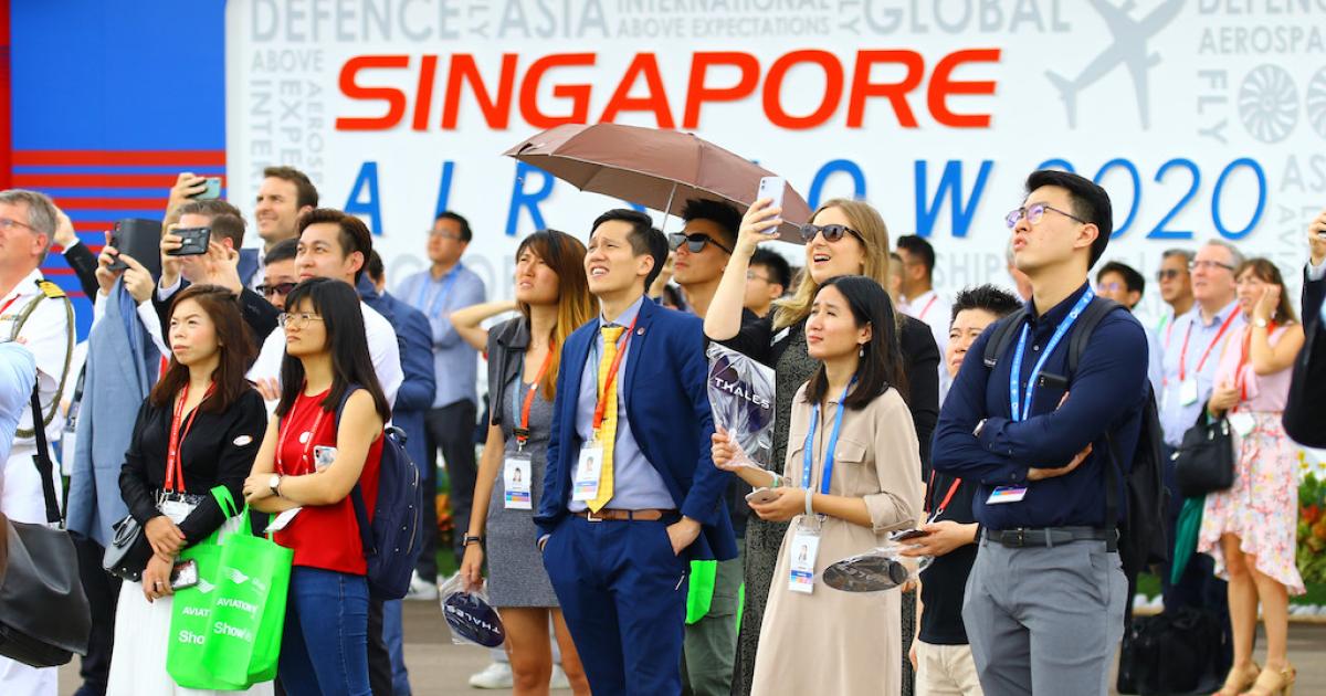 Attendees of the 2020 Singapore Airshow witness one of the event's awe-inspiring flight displays. (Photo: David McIntosh)