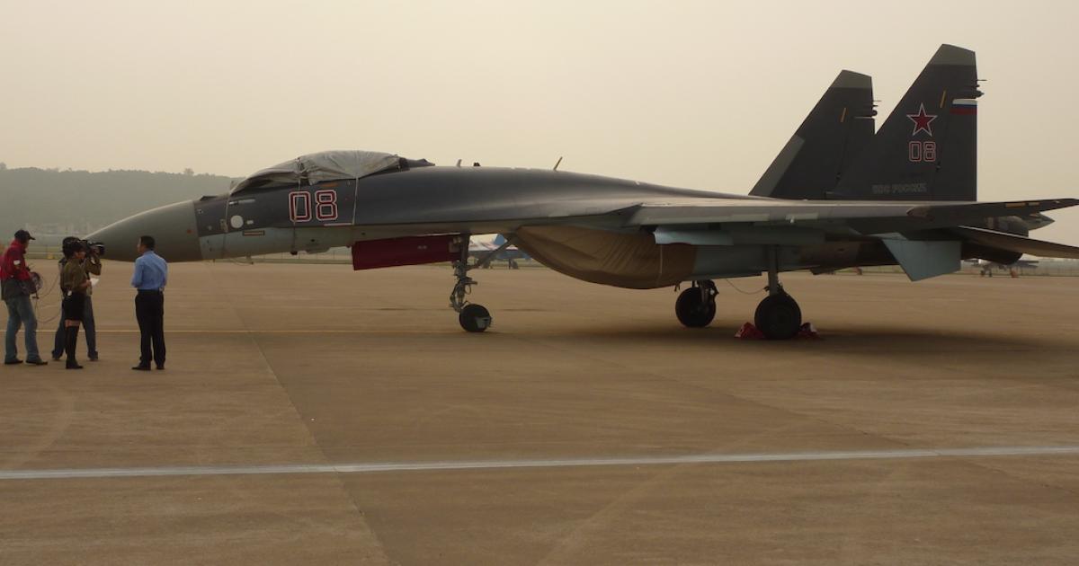 A Sukhoi Su-35 appears at Air Show China, just prior to the official decision by the PLAAF to purchase the aircraft. The PLAAF acquired 24 of them, the first delivery coming in December 2016 and the last in 2018. (Photo: Reuben Johnson)