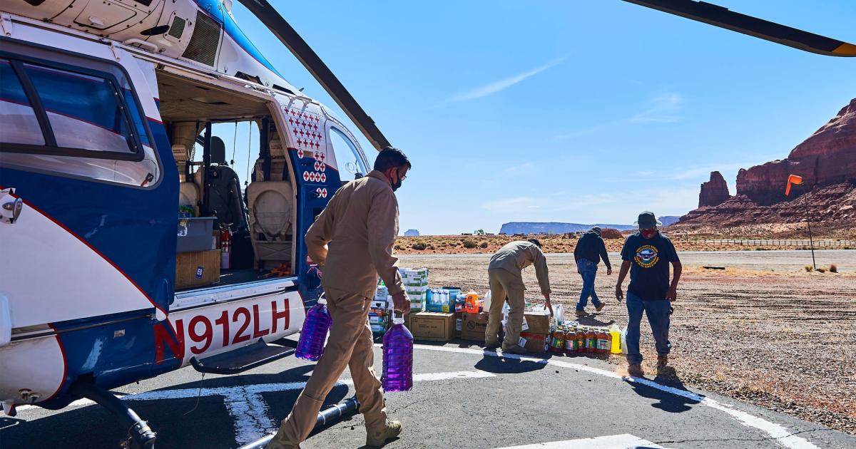 HAI's 2022 Salute to Excellence Humanitarian Service Award went to MD Helicopters for conducting 52 volunteer rescue supply missions to the Navajo Nation.