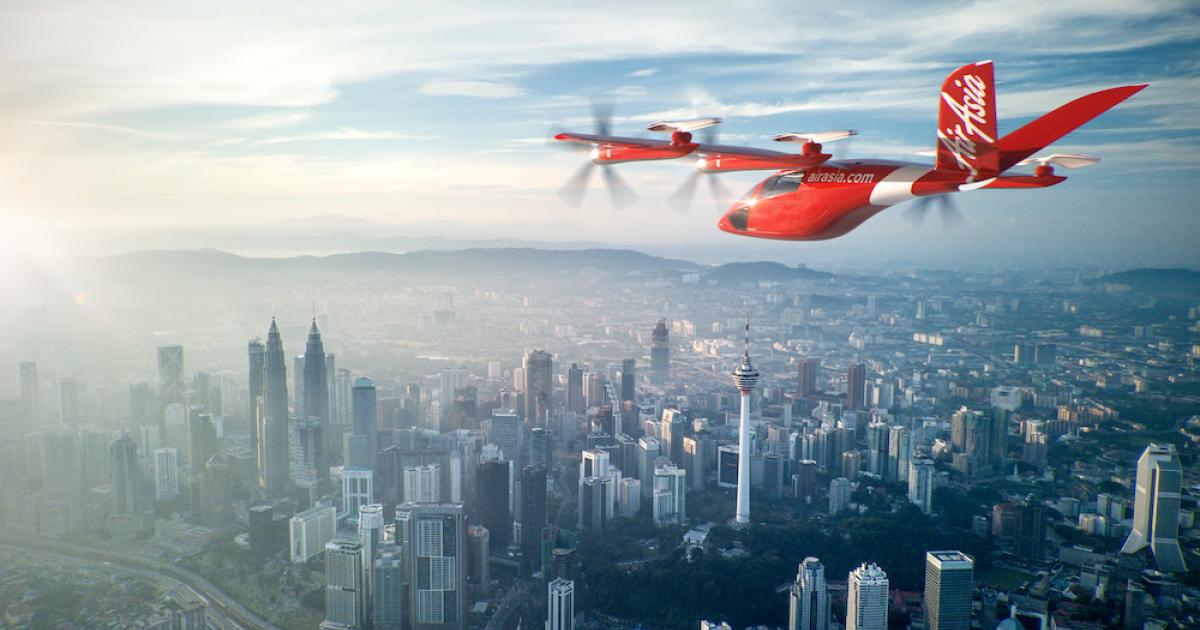 AirAsia plans to lease Vertical Aerospace's VX4 eVTOL to launch air taxi services in Southeast Asian cities like the Malaysian capital Kuala Lumpur. (Image: Avolon)