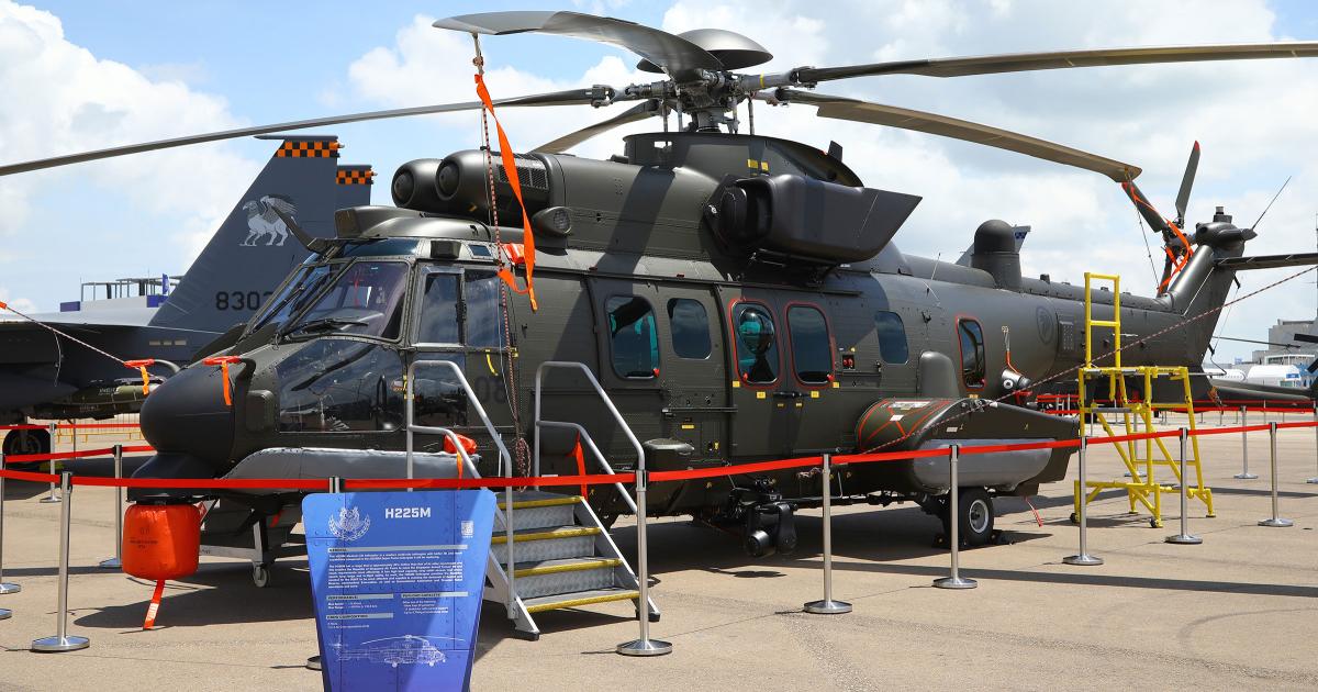 The Republic of Singapore Air Force has been inducting H225Ms since March 2021, and the type is making its public debut at the Singapore Airshow. (Photo: David McIntosh)