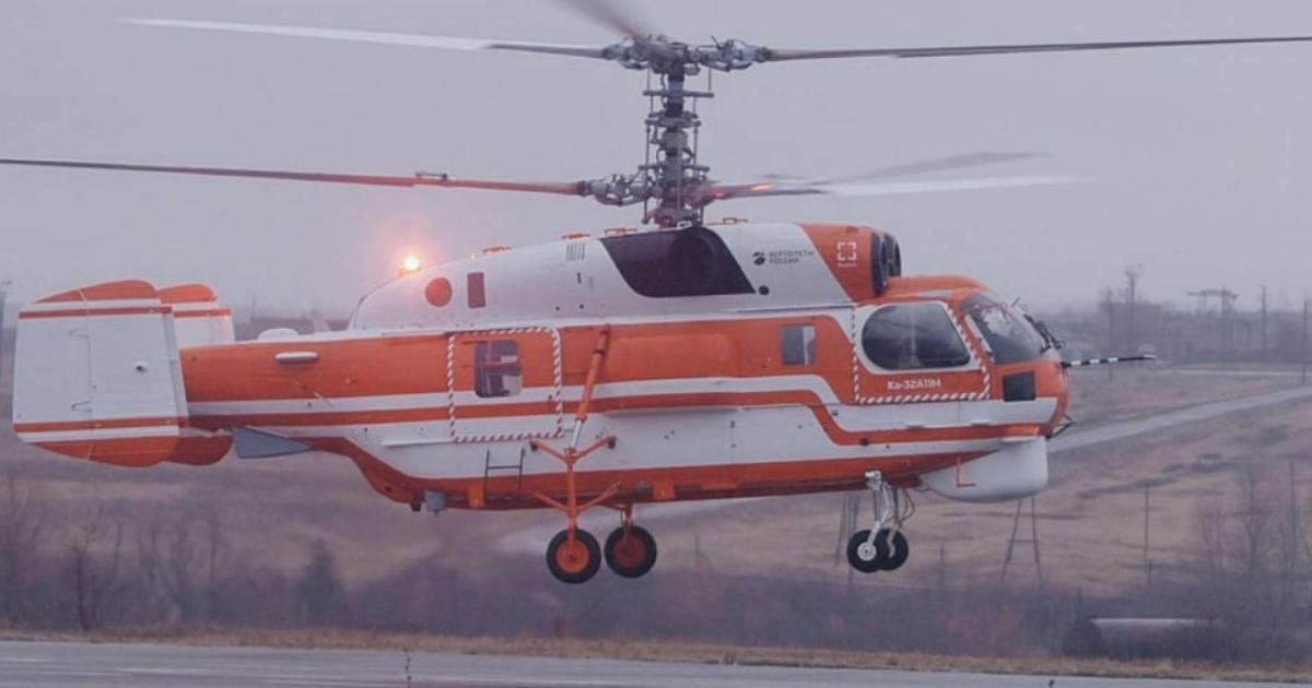 This Kamov Ka-32A11M made its first flight in Bashkortostan, Russia in November of 2021 and has now been stripped of its EASA type certificate as a result of Russia's conflict with Ukraine. (Photo: Rostec)
