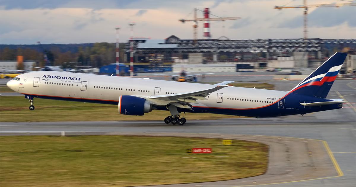 An Aeroflot Boeing 777-300ER takes off from Moscow Sheremetyevo Airport in 2018. (Photo: Flickr: <a href="http://creativecommons.org/licenses/by-sa/2.0/" target="_blank">Creative Commons (BY-SA)</a> by <a href="http://flickr.com/people/130961247@N06" target="_blank">Anna Zvereva</a>)
