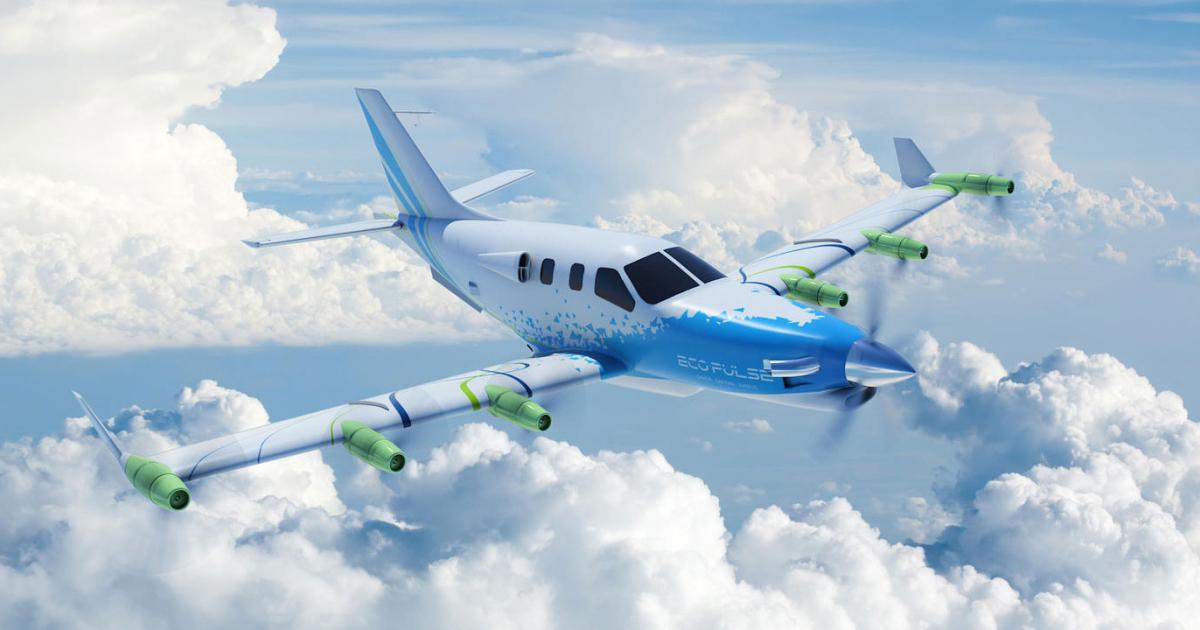 The EcoPulse demonstration aircraft, with an airframe supplied by Daher, will employ a new high-power battery developed by Airbus. It is expected to fly by the end of 2022. (Photo: Airbus)