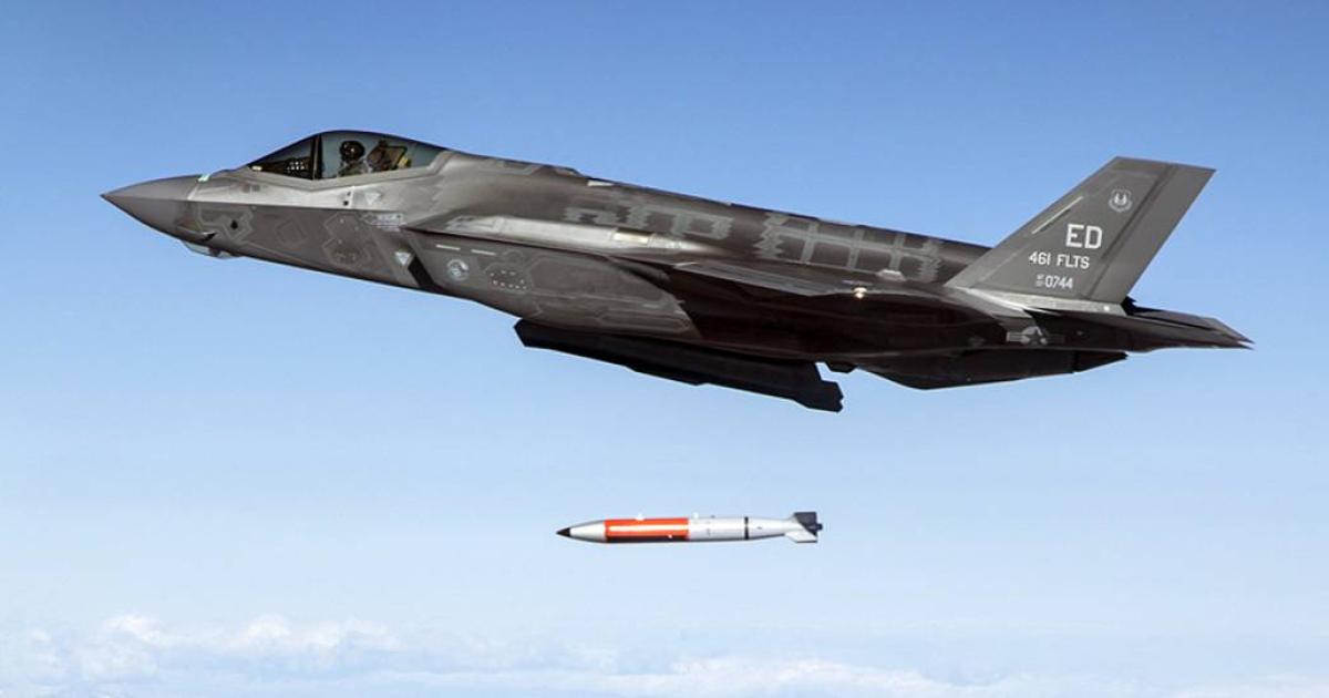 An Edwards AFB-based F-35A drops a test article of the latest B61-12 tactical weapon, the combination that the Luftwaffe will employ to maintain its nuclear capability using U.S.-owned bombs. (Photo: U.S. DoD/F-35 Joint Program Office)