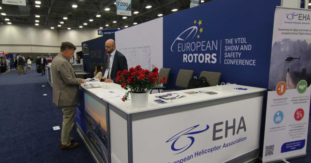 The European Helicopter Association is here at Heli-Expo 2022 to promote its second-annual European Rotors show, which is scheduled for November 7 to 10 in Cologne, Germany. Photo: Mariano Rosales