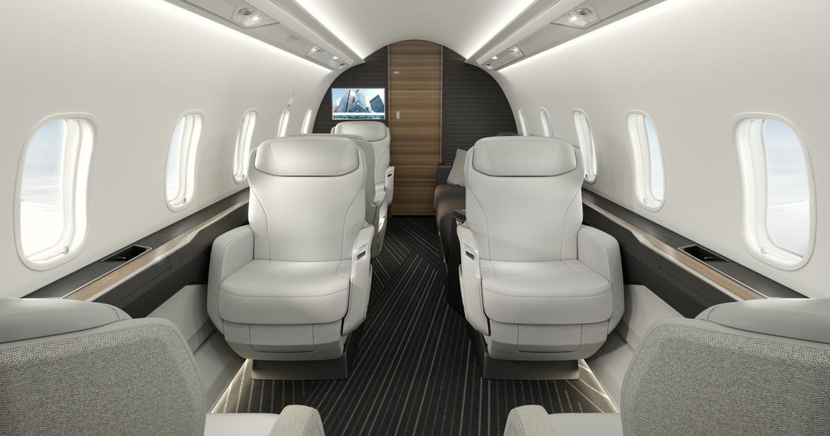 Bombardier's Challenger 3500, now recognized as the Best of the Best in Red Dot Product Design, incorporates the Nuage seats that were introduced on the Global 7500. (Photo: Bombardier) 