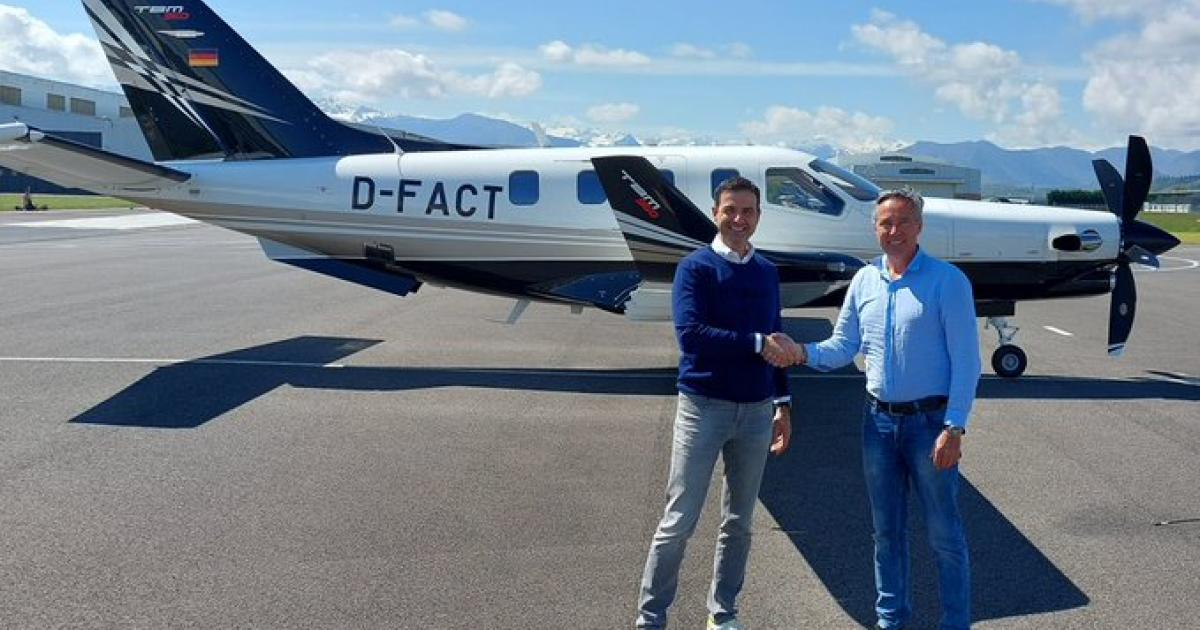 On April 25 TBM made its first delivery of a TBM 960 to a customer in Tarbes, France. (Photo: TBM)