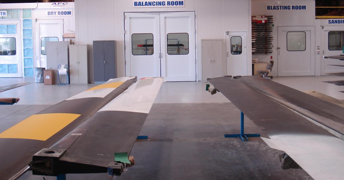 First Aviation Services is acquiring Heliblade—an Anderson, California-based maintenance provider for Bell, Airbus, and Leonardo helicopter main and tail rotors—which will expand the company's helicopter rotor blade centers to three locations. (Photo: Heliblade)