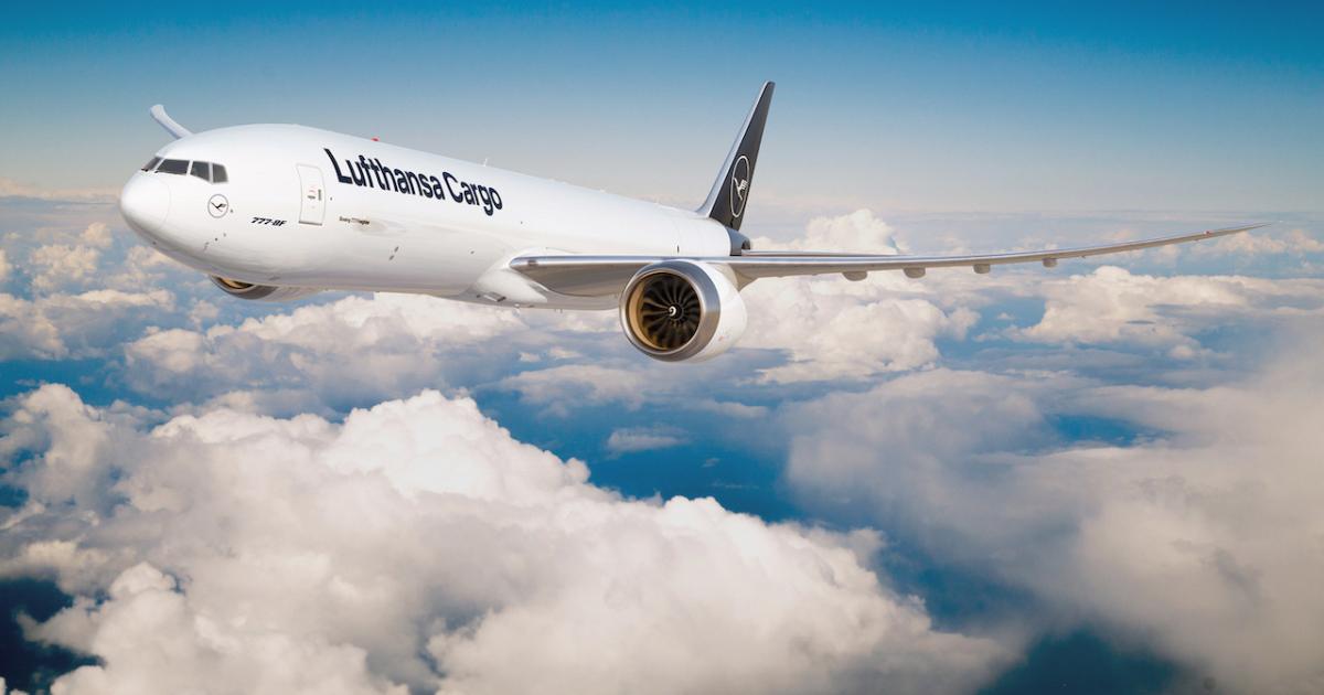 Lufthansa's 777X-family fleet will now include seven 777-8 Freighters due to first delivery in 2027. (Image: Boeing)