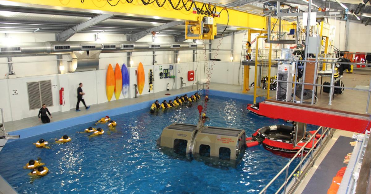 EASA and the CAAi are working with Fleetwood Test House at Blackpool & The Flyde College to conduct testing for a new research project to investigate underwater evacuations of offshore helicopters and occupant survivability. (Photo: Fleetwood Nautical Campus)

