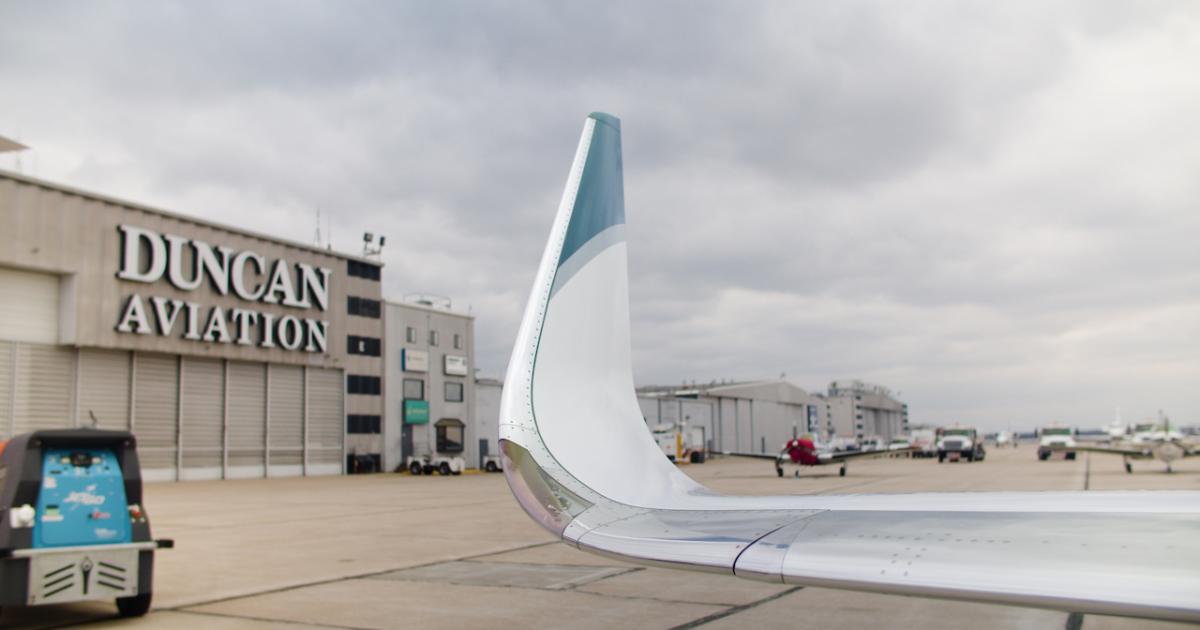 Duncan Aviation's MRO facility in Provo, Utah joins its MROs in Lincoln, Nebraska, and Battle Creek, Michigan as authorized installers for winglets from Aviation Partners. (Photo: Duncan Aviation)