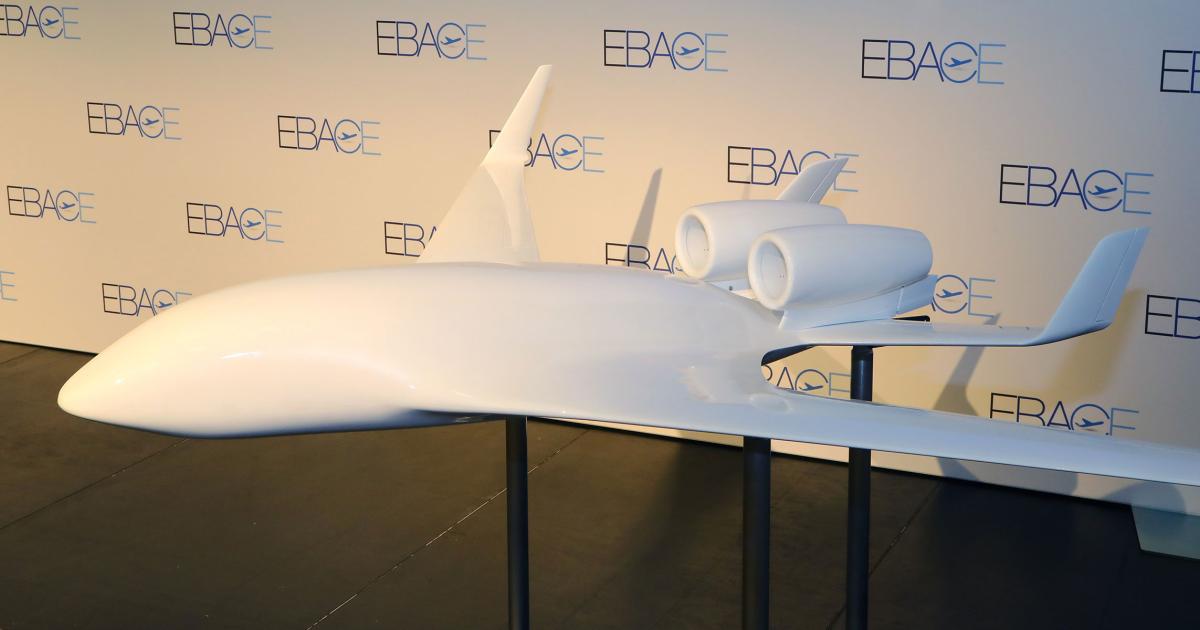 Bombardier's Eco Jet concept for a future business aircraft design is based on a blended wing airframe. (Photo: David McIntosh)