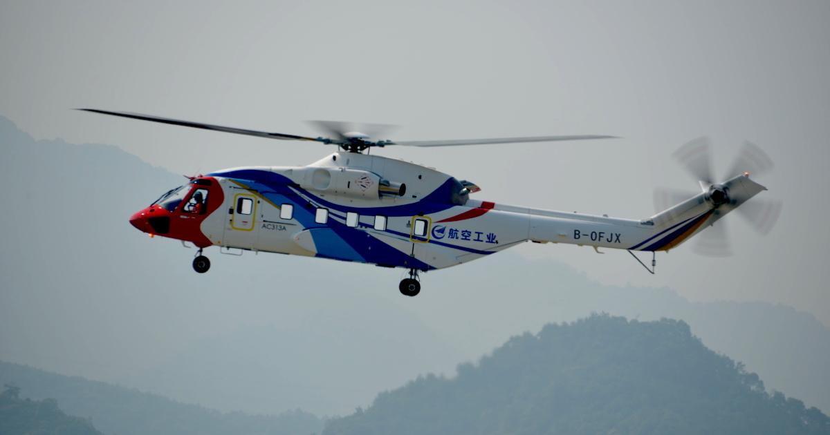 The Avicopter AC313A heavy-lift helicopter made its first flight on May 17th according to the Aviation Industry Corporation of China. (Photo: Aviation Industry Corporation of China)