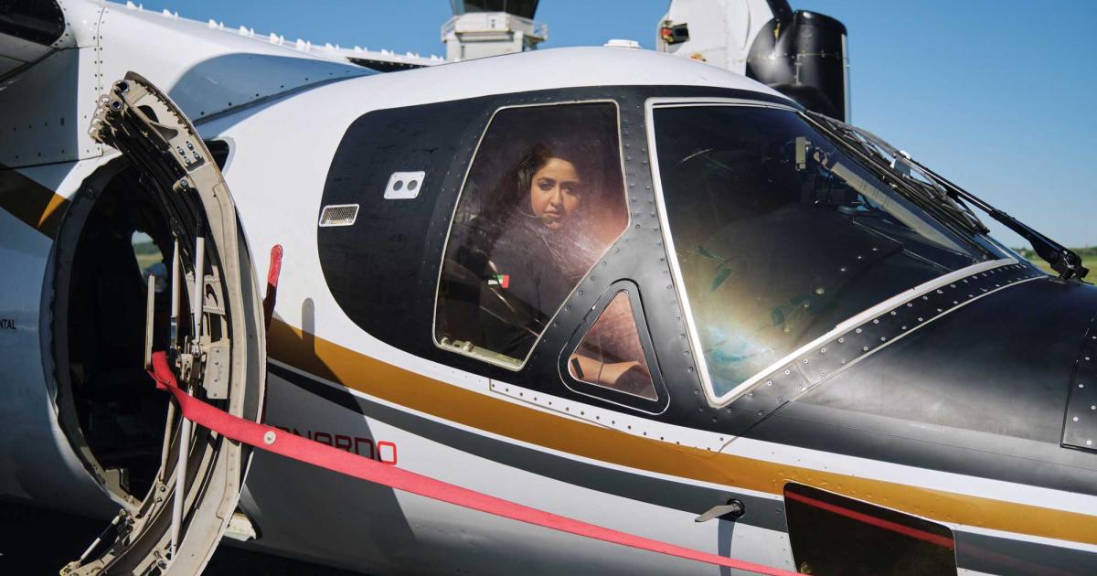 Emirati Sheikha Mozah bint Marwan Al Maktoum is the first woman to fly Leonardo's AW609 civil tiltrotor. (Photo: Leonardo)